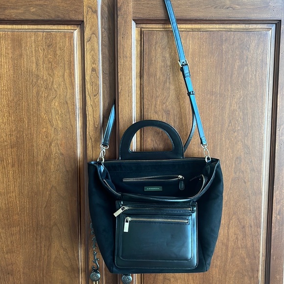 Anthropologie black suede Tote bag crossbody - Picture 2 of 8